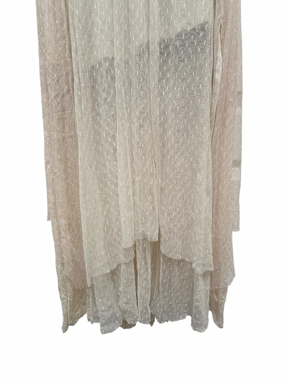 Free People XS Y2K Boho Layered Lace Mesh Handkerchief Midi Skirt